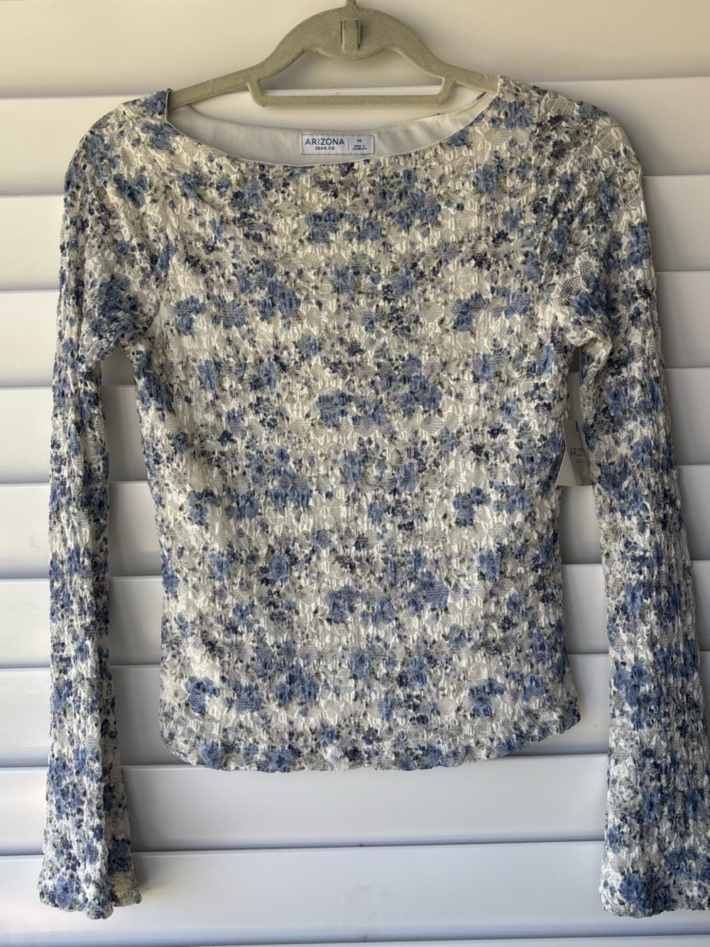 Arizona Jean Co Whimsy Boho Fairy Floral Lace Crinkle Bell Sleeves Top Size M